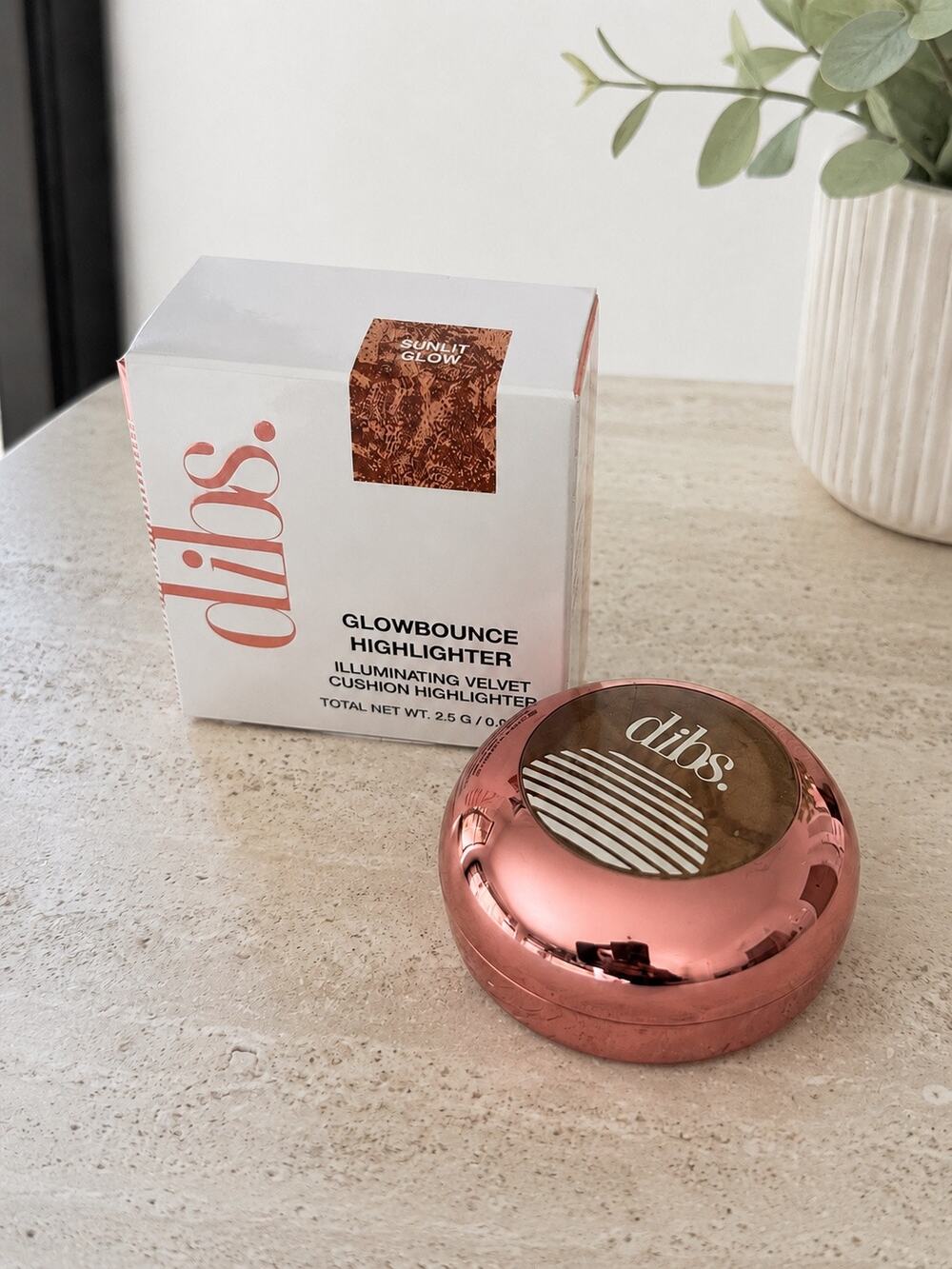 $28 New DIBS GlowBounce Highlighter Sunlit Glow Mini 2.5g Illuminating Cushion